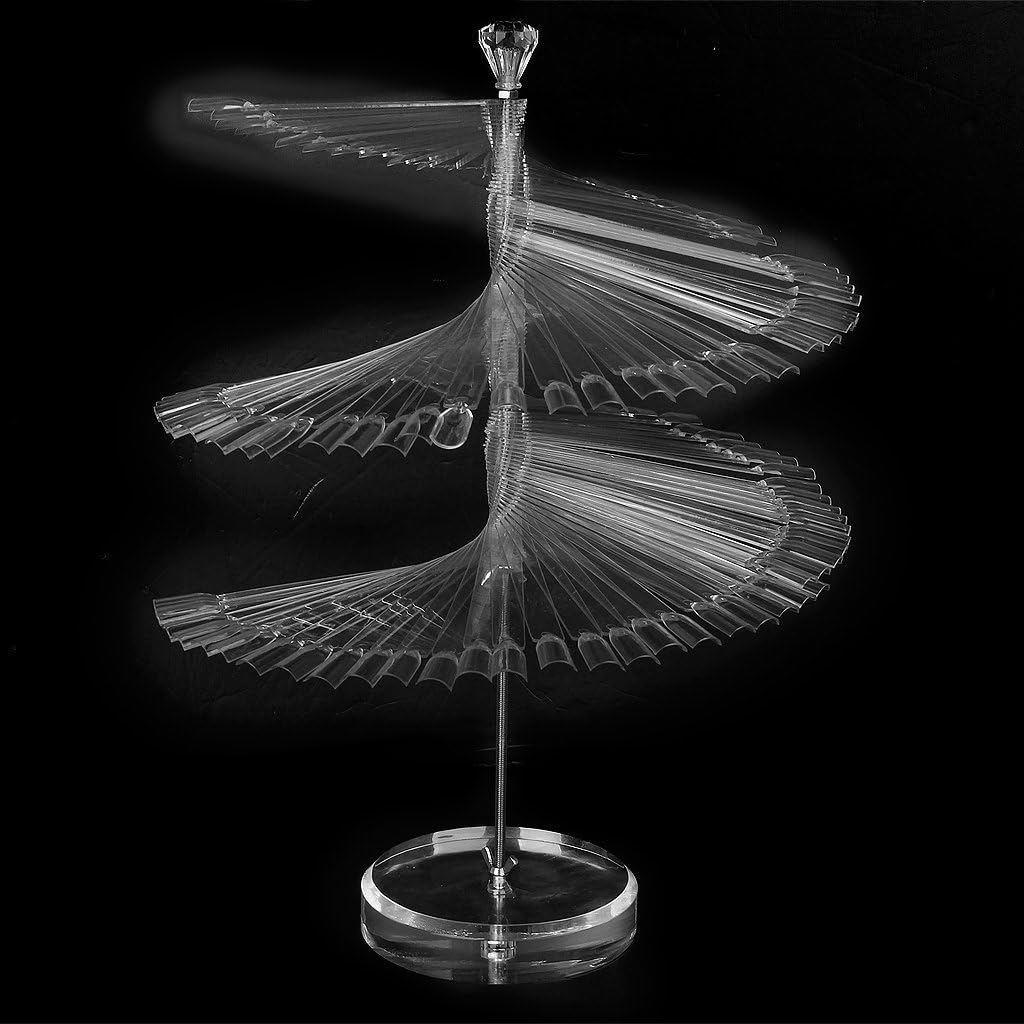 Yimart 120 Sticks Nail Art Color Chart Display Stand Spiral False Nails Display Shelf Practice Tools For Solon Nails Polish Gel Show (Clear)