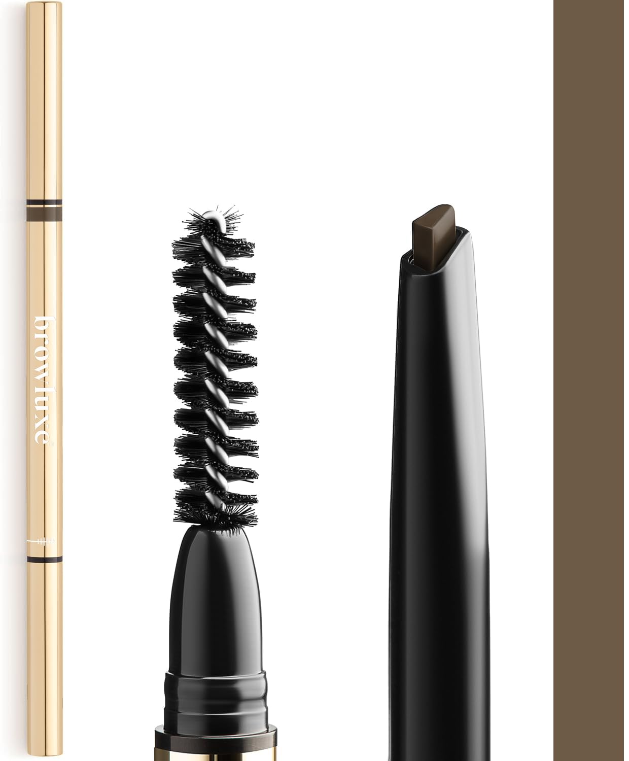 Browluxe Precision Brow Pencil for Microblading Effect | Taupe Eyebrow Pencil for Blondes | Brow Pencil with Brush | Smudge Proof Eyebrow Color