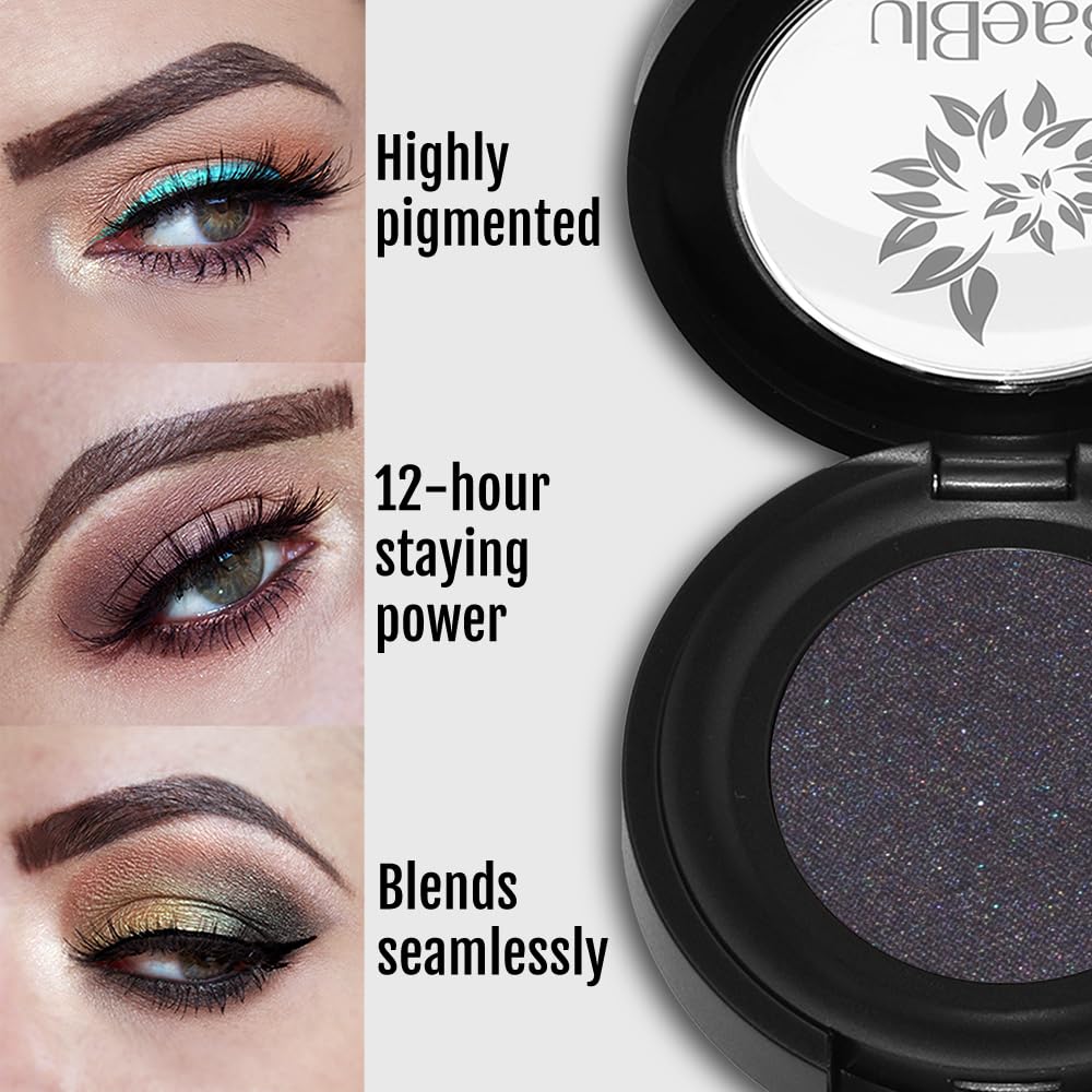 Smoke and Diamonds : Best Organic 100% Natural Vegan Eyeshadow Makeup, Made in USA, Finely Pressed Velvety Smooth Eyeshadow Pigment by BaeBlu, Smoke and Diamonds
