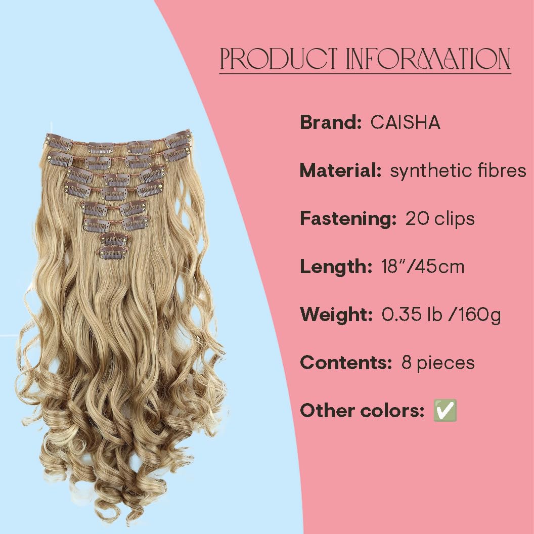 24 (60cm) dark blonde mix #27T613 CES4a-1 : PRETTYSHOP XXL Full Head Set 8 pcs 24 Clip In Hair Extensions Hairpiece Wavy Heat-Resisting dark blonde mix #27T613 CES4a-1