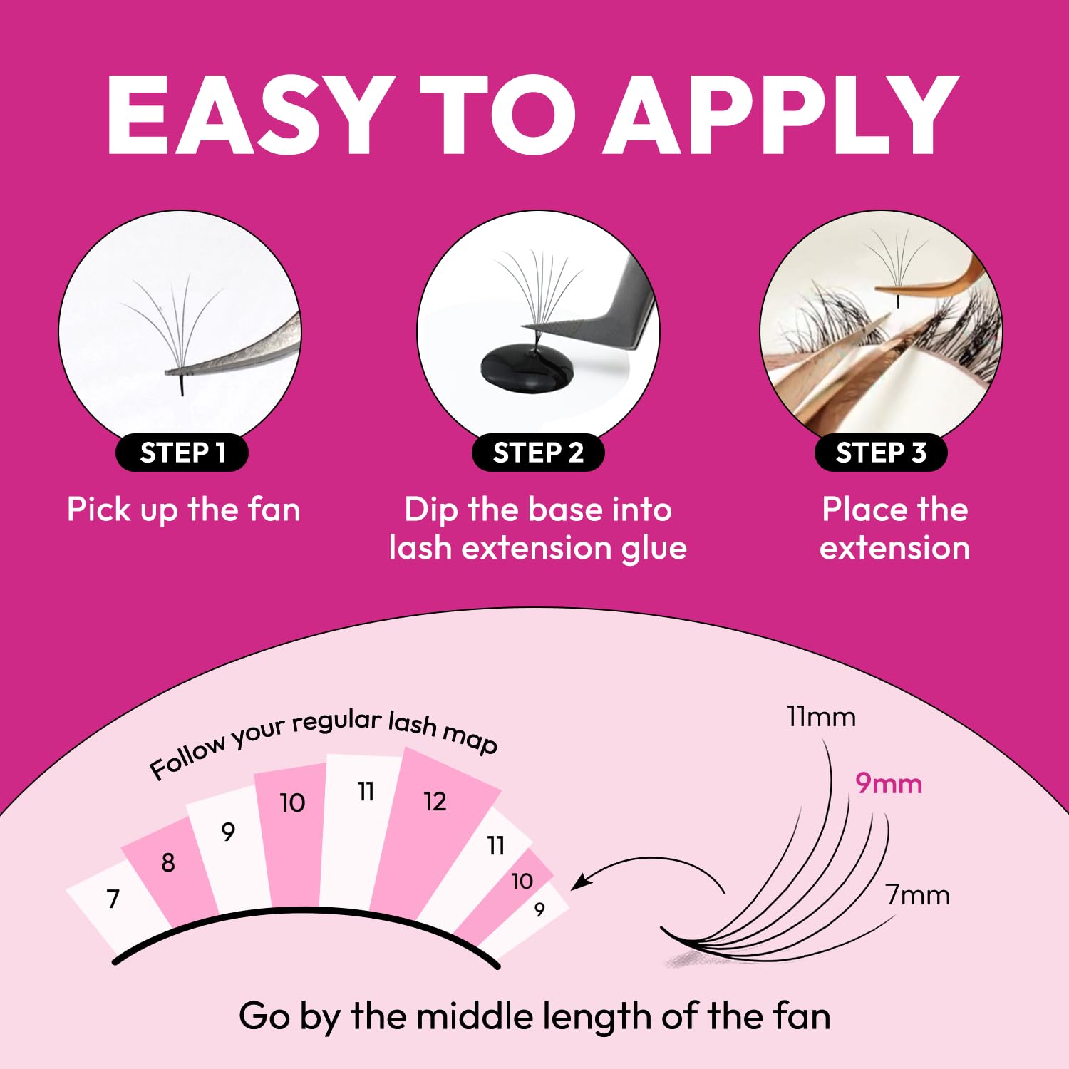 Camellia Lash Fans 5D 0.07 Size 9-11-13 Premade Fans Eyelash Extensions Curl C Premade Lash Fan Fans For Eyelash Extension by EYESY LASH (Promade fans)