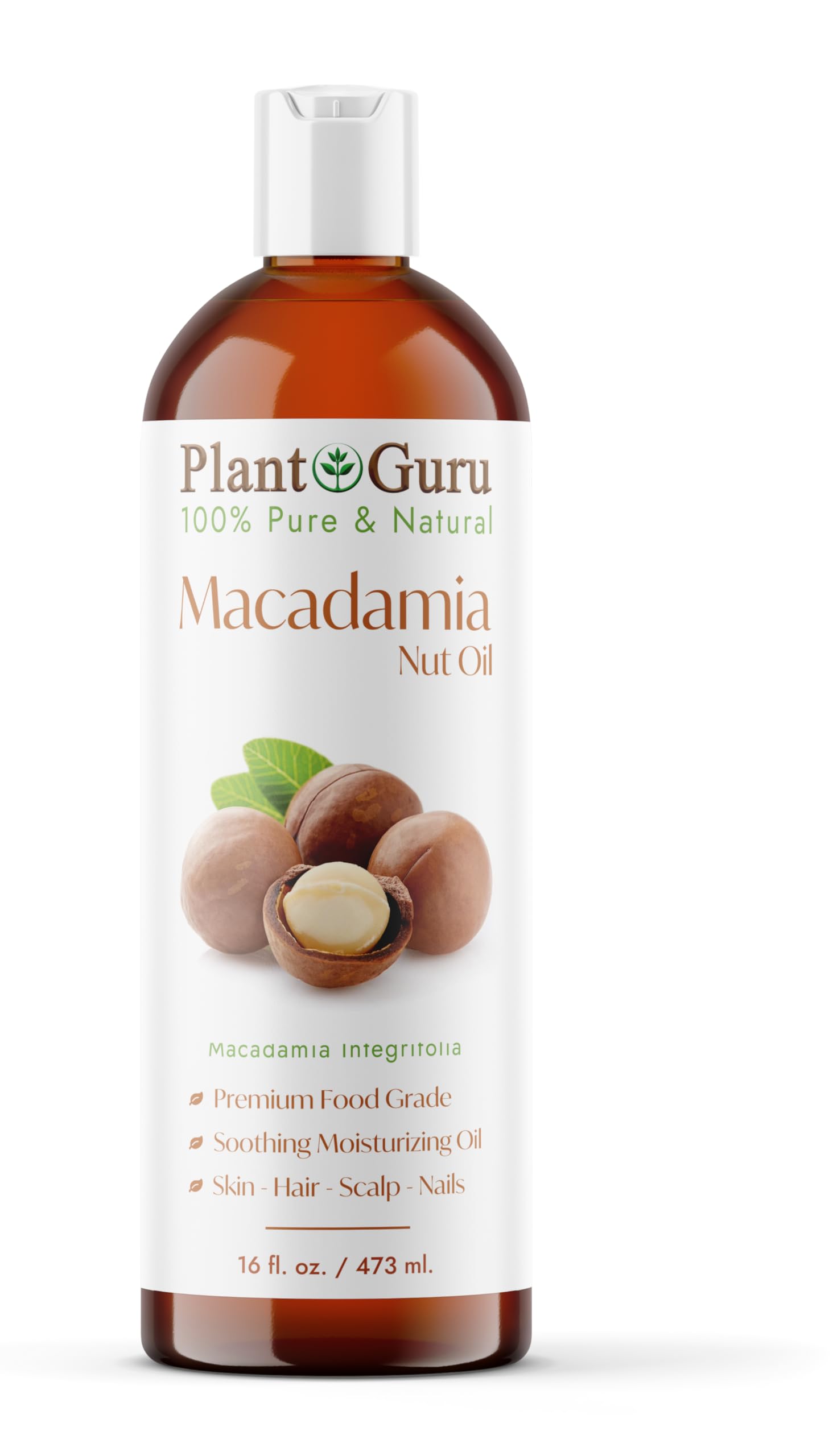 Macadamia Nut Oil 16 fl. oz. Unrefined Cold Pressed 100% Pure Natural - Skin, Hair, Body & Face Moisturizer.