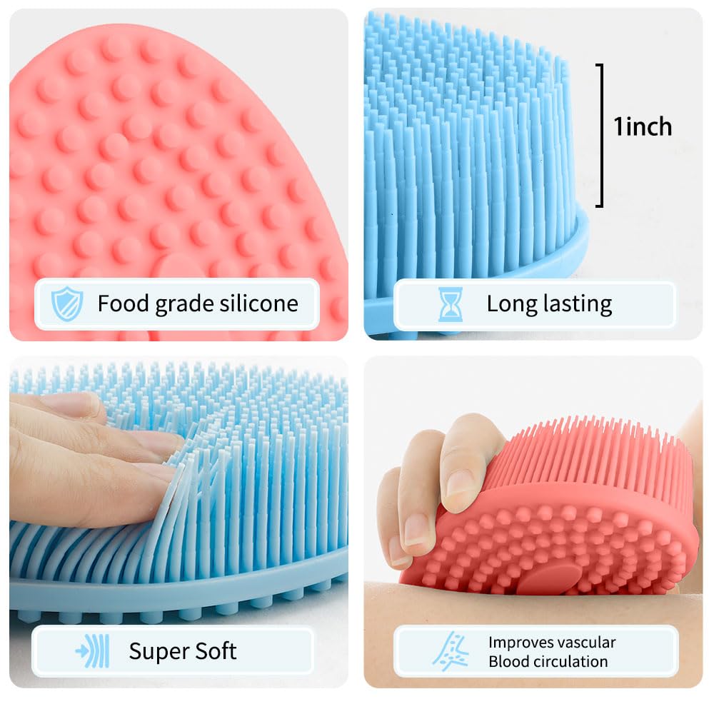 Silicone Body Scrubber, Exfoliating Body Scrubber Silicone, 3pack Soft Loofah Silicone Body Scrubbers for Use in Shower, Shower Scrubber for Body, Silicone Scrubber Men Women for All Skin
