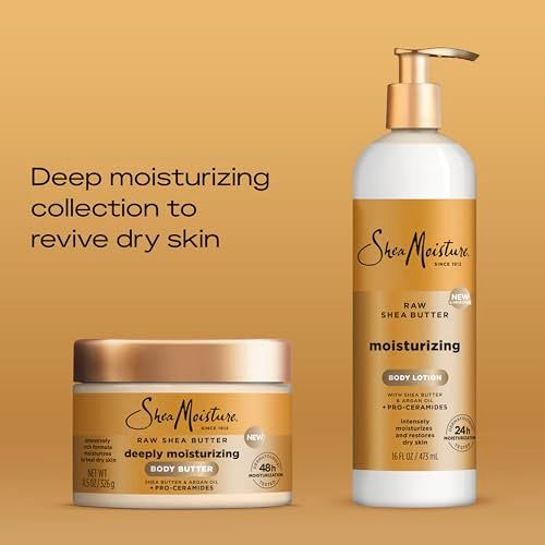 SheaMoisture Deeply Moisturizing Body Butter with Raw Shea Butter, Argan Oil and Pro-Ceramides, Rich Hydration & Healing of Dry Skin, 48H Moisturizing 11.5 oz