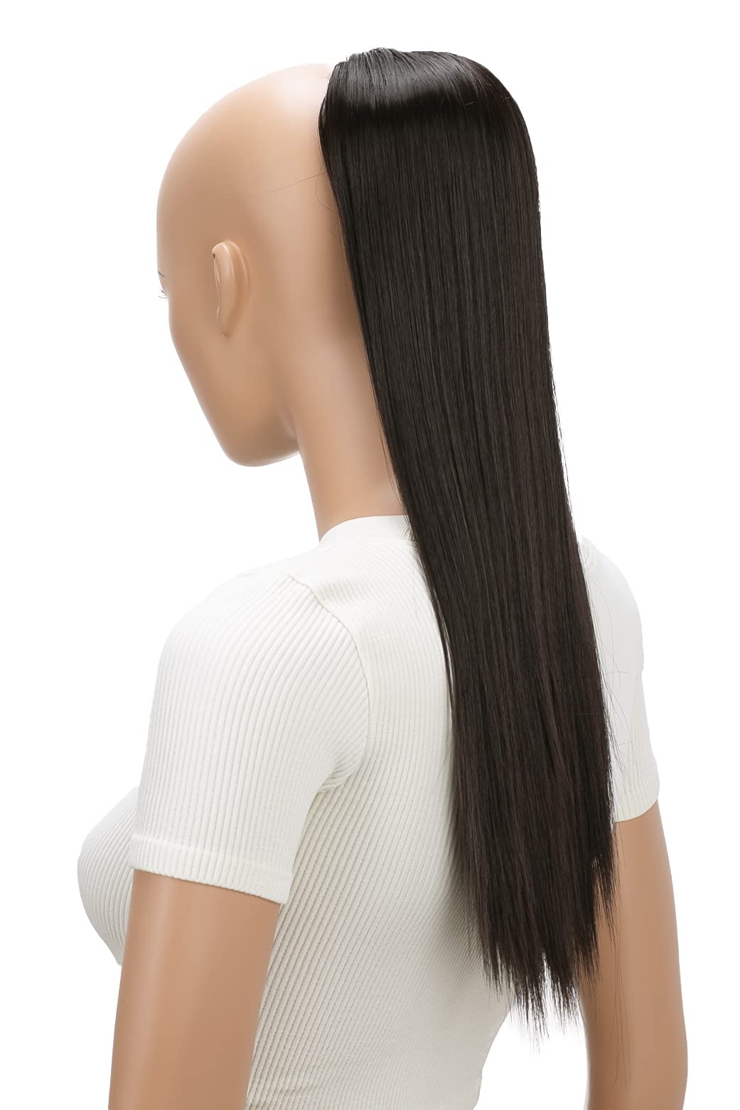 PRTTYSHOP Hair Piece Pony Tail Extension Draw String Voluminous Curly Heat-Resisting 22 cm dark brown # 2 PH502