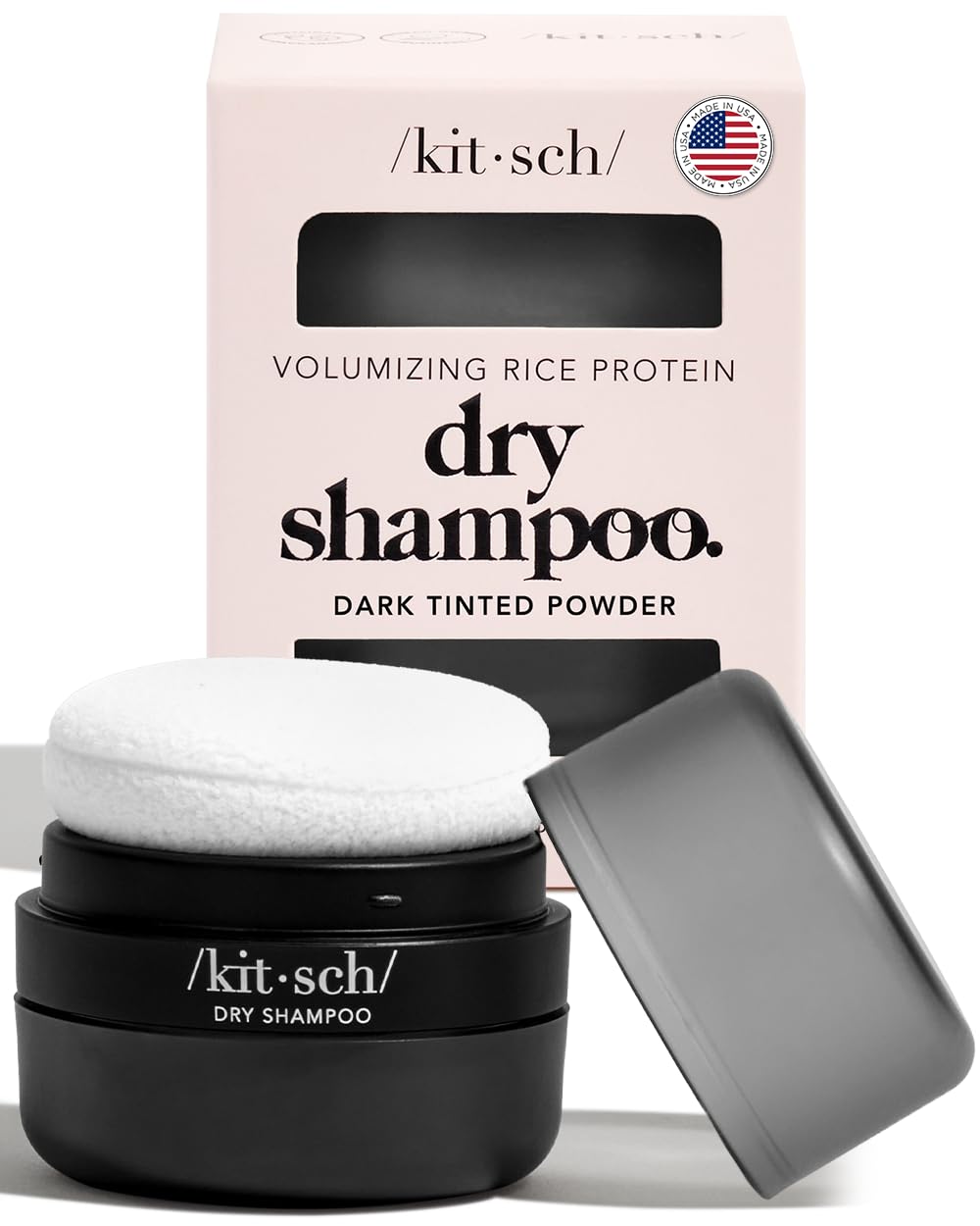 Kitsch Dry Shampoo Powder for Women & Men Dry Shampoo for Dark Hair w/Rice Protein - Unscented, Volumizing, No White Cast, Non Toxic, Non Aerosol, Organic, Paraben & Benzene Free, Travel Size - 8g