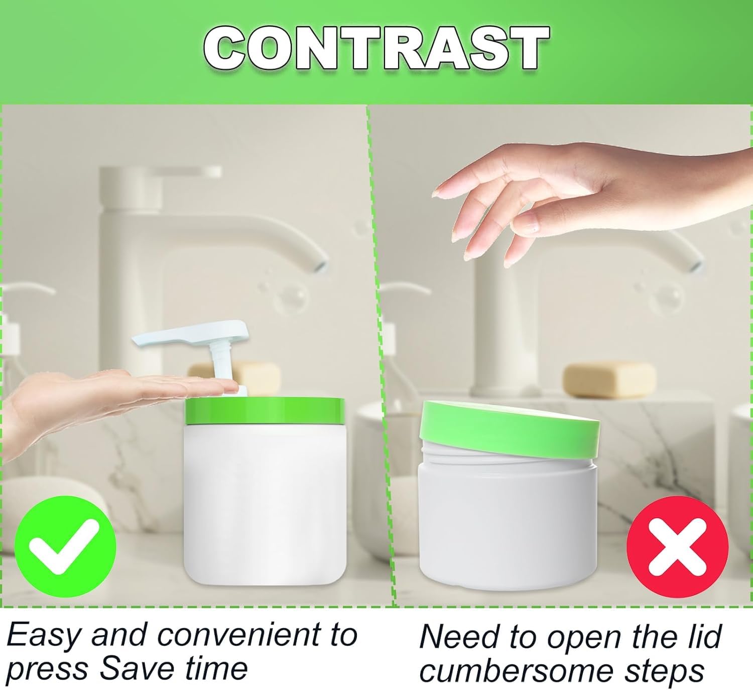 Wide Mouth Pump Dispenser with Lid Compatible for Cetaphil Body Moisturizer 550g/20oz Pump Lid Dispenser 3.54inch Diameter Replacement