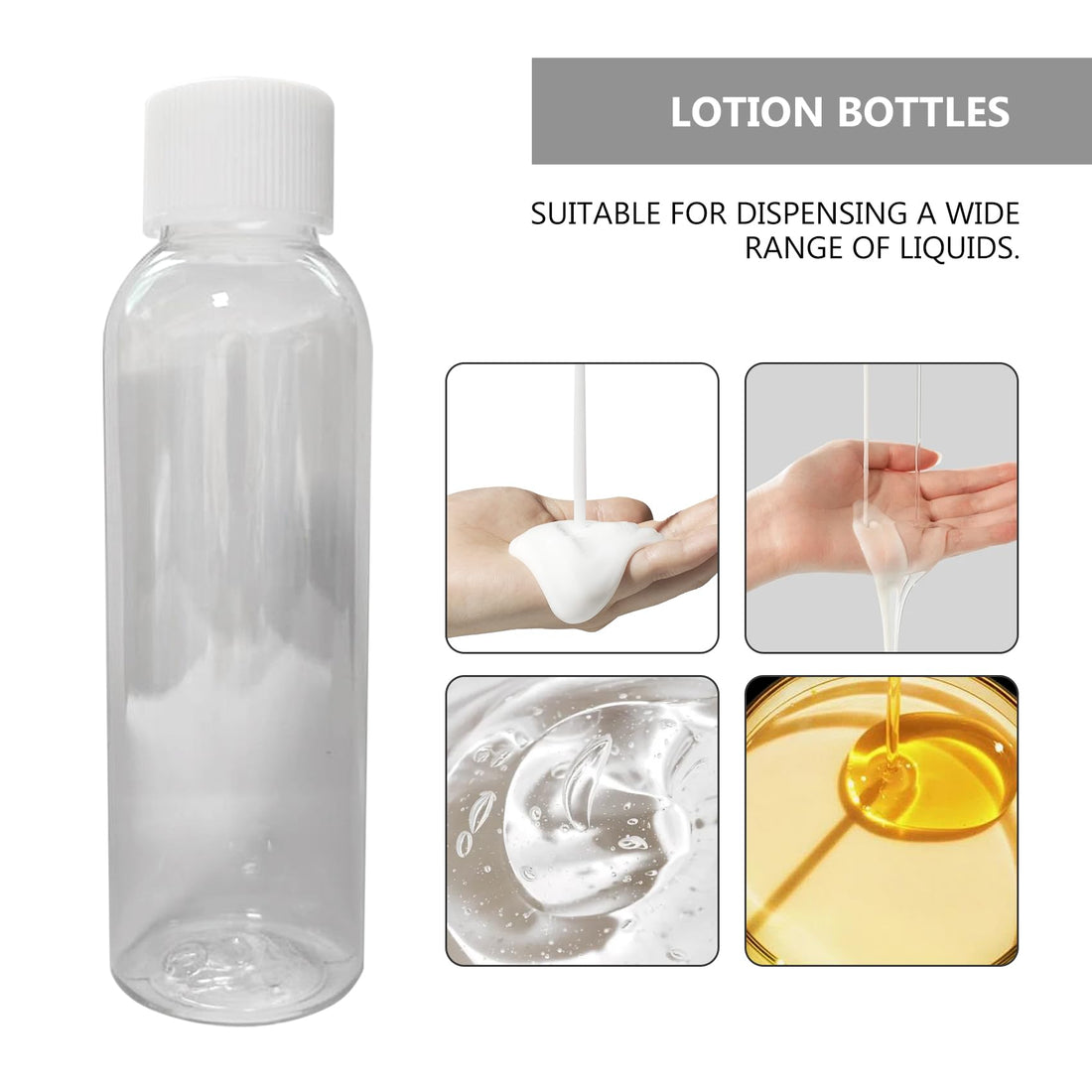 Set of 7 - Clear Plastic Travel Size Empty Bottles, TSA / Airline Approved