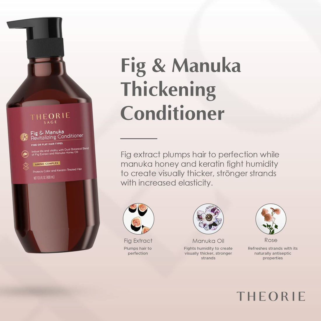 Theorie Sage - Fig & Manuka Thickening Conditioner Removes Impurities for Thicker, Fuller Looking Hair - Anti Thinning 400 mL (13.5 oz)