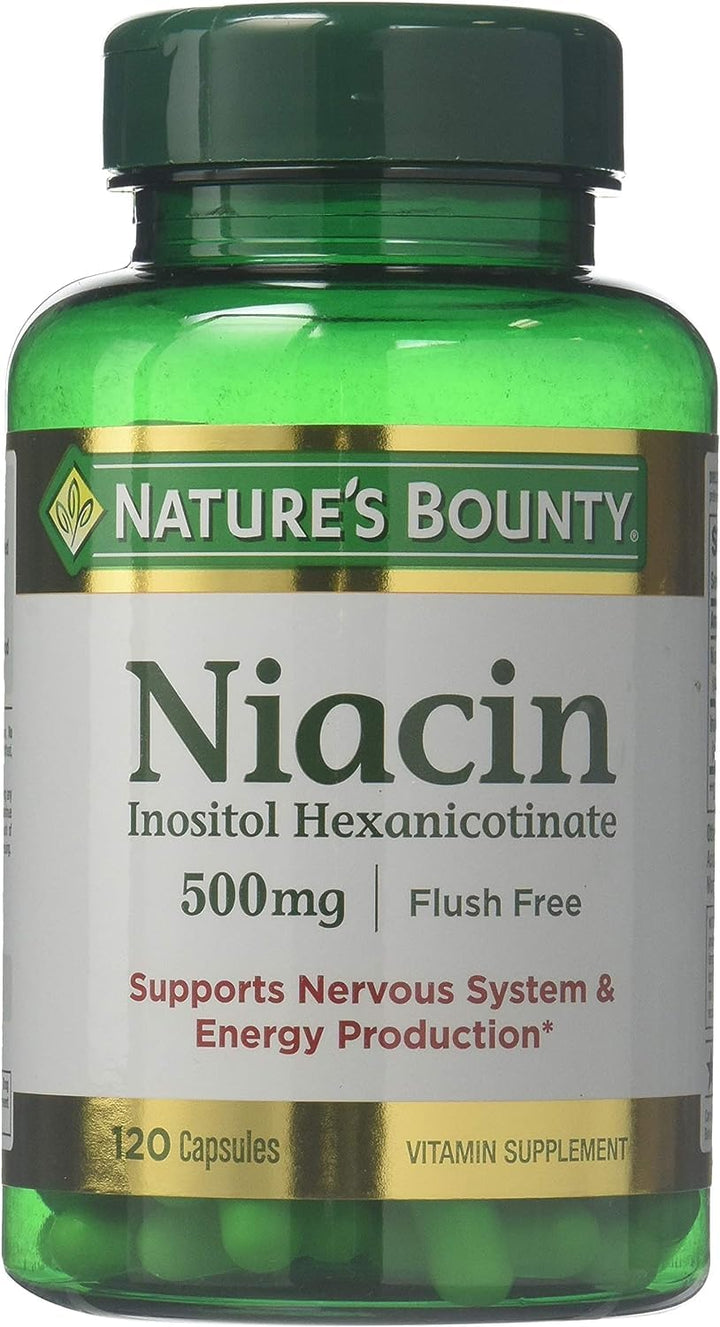Nature's Bounty Flush Free Niacin 500 Mg, 240 Capsules (2 X 120 Count Bottles)