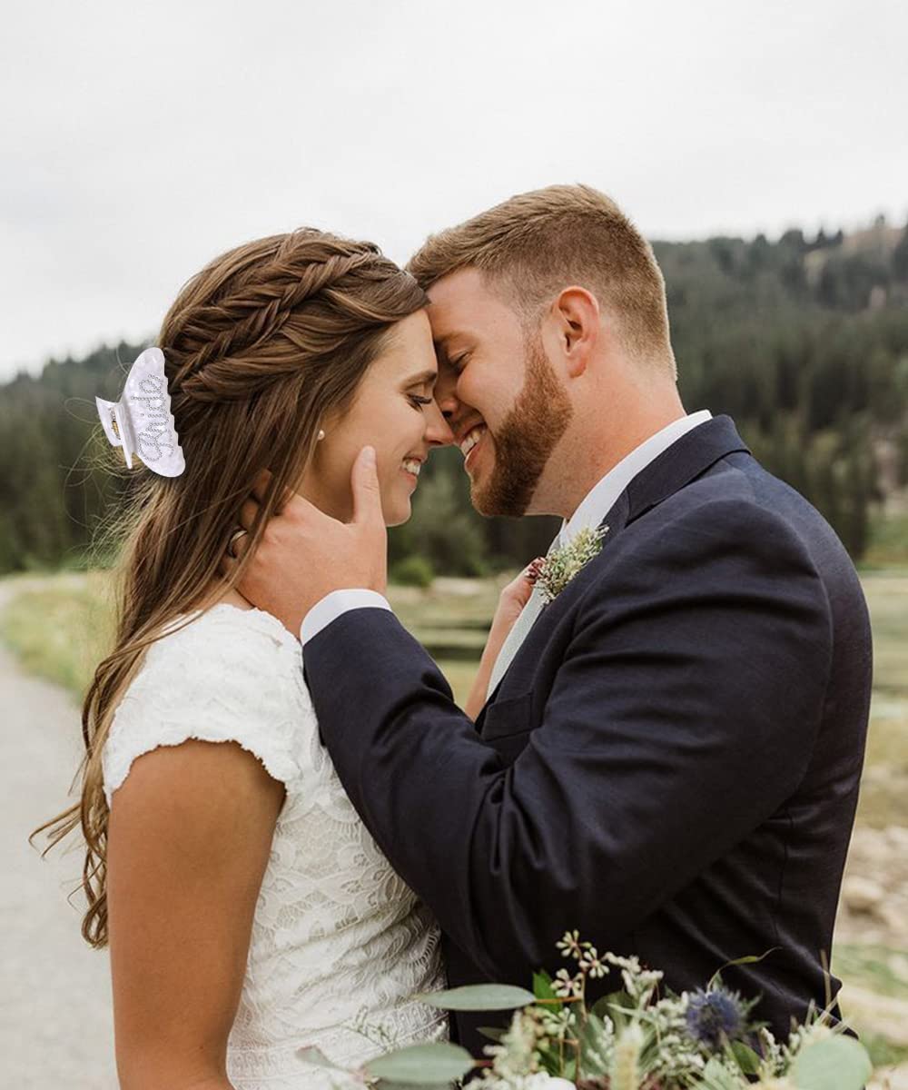 Bride Hair Claw Clips, Acrylic Wedding Hair Clip for Bride, Nonslip Large Claw Clips Bachelorette Party Decorations Wedding Bridal Shower Gifts (2PCS Bride)