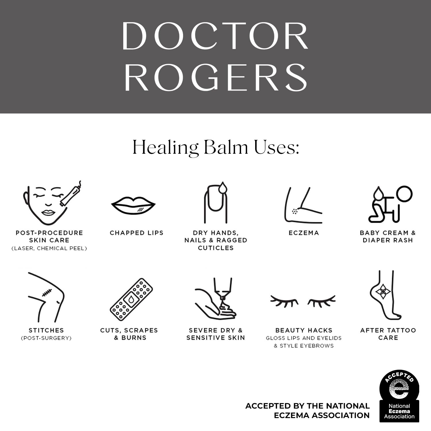 Doctor Rogers Restore Healing Balm. Multi-Purpose Healing Ointment & Moisturizing Eczema Relief Gel. Protects & Soothes Injured, Sensitive & Dry Skin 0.5 Ounce Tube (14 gram)
