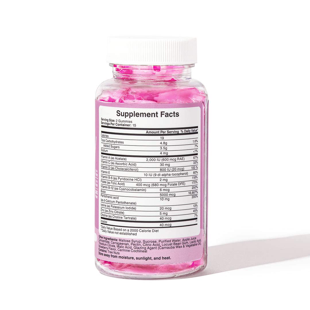 Hunny Bunny Hair Vitamin Biotin Gummies - Biotin Supplement with Vitamin A, C, D, E, B6 – Hair Growth, Skin, Nail Vitamins - Non GMO, Gluten Free – 60 Gummies