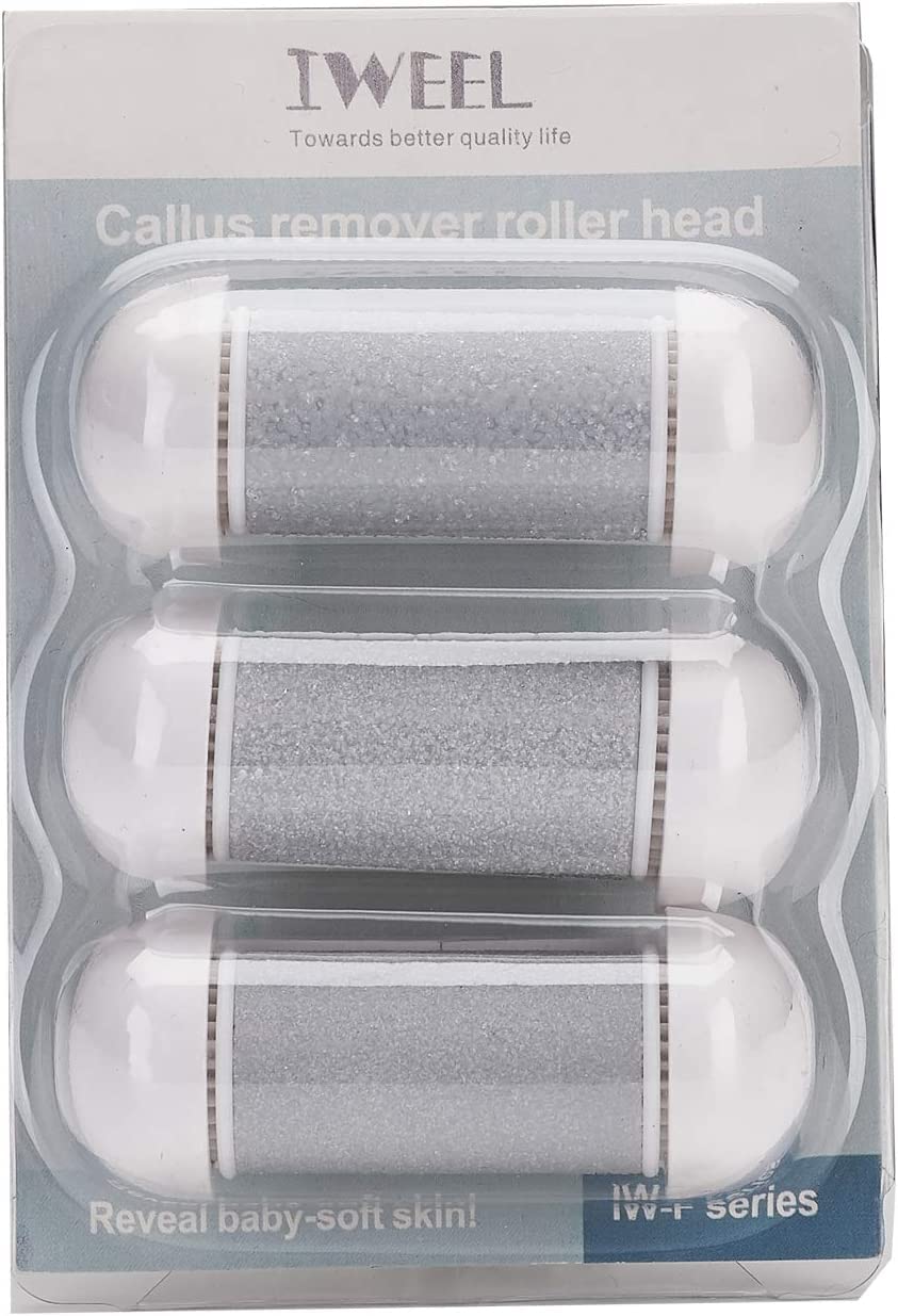 3 Different Replacement Roller Head for Model IW-9043 Electric Callus Remover, Foot File Pedicure Tools for Feet Callus Shaver Pedicure kit for Cracked Heels and Dead Skin