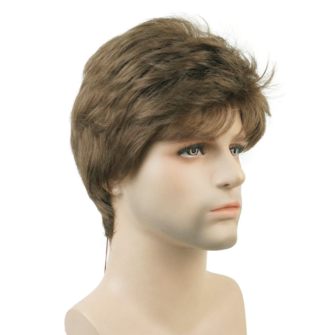 Lydell Men Wig Natural Short Straight Hair Synthetic Full Wigs (Medium ash brown)