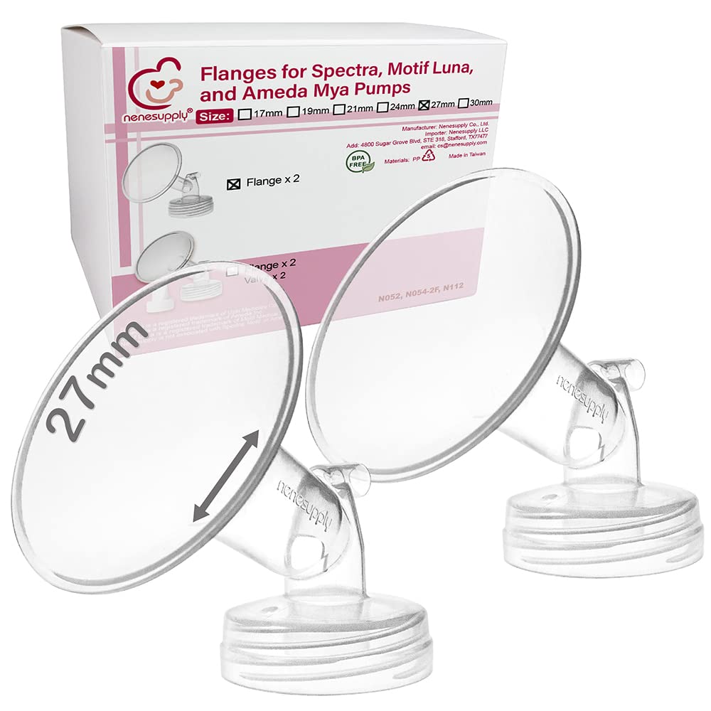 Nenesupply 27mm 2 pc Flanges Compatible with Spectra S2 S1 9 Plus Synergy Gold Breastpump Replacement to Spectra Pump Parts Flange Accessories Wide Mouth Work with Valve Backflow Protector Bottle