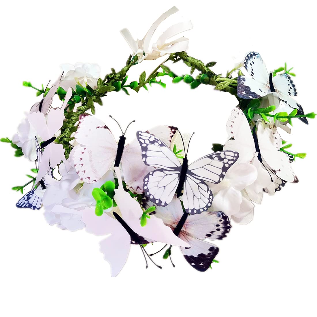 White Buterflies Crown Butterfly Headband Hair Wreath Floral Garland Crown Headpiece