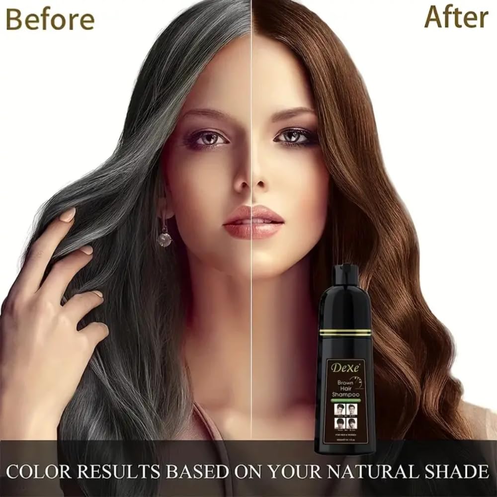Vedora Instant Brown Hair Shampoo 400ml - Semi-Permanent D e X e brown Hair Dye shampoo for Natural Hair, Lasts 30 Days, Fast Acting Formula for Men & Women (Brown)