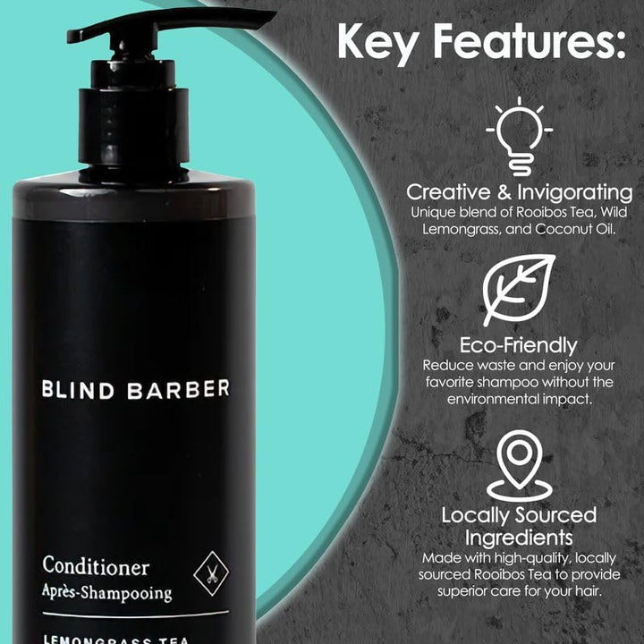 Blind Barber Hair Conditioner - Rooibos Tea Fragrance Moisturizing Conditioner with Invigorates Senses - 13.5 fl oz Pump Bottle