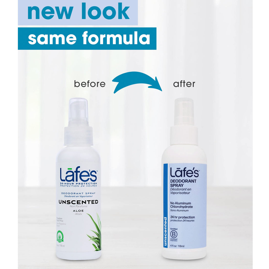 Lafe'S Unscented Natural Deodorant Spray With Aloe Vera (Pack Of 2), Organic, No Harmful Chemicals, Aluminum, Gluten, Paraben And Propylene Glycol Free, Hypoallergenic, 4 Oz