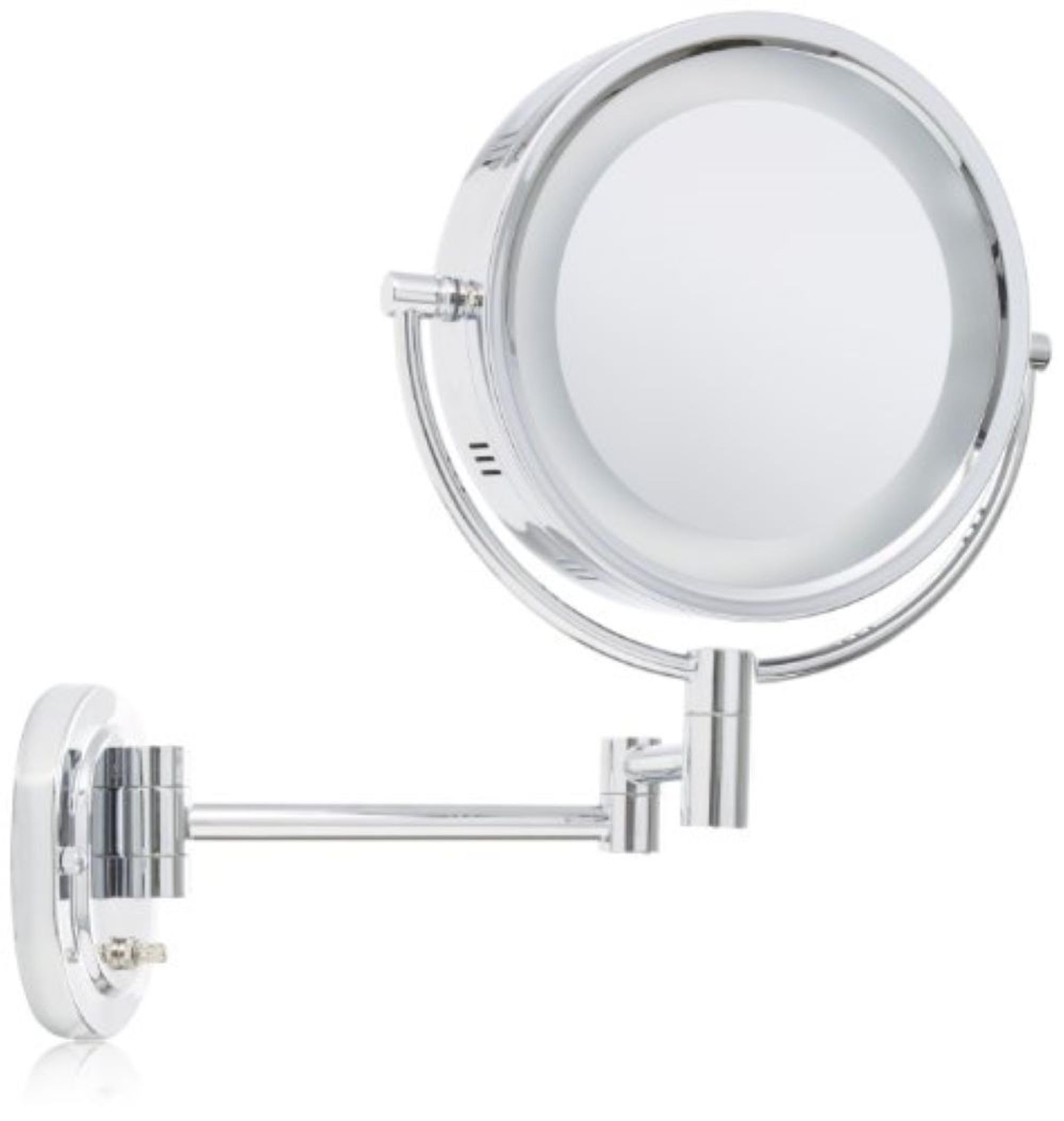 Jerdon HL65C 8-Inch Lighted Wall Mount Makeup Mirror with 5x Magnification, Chrome Finish
