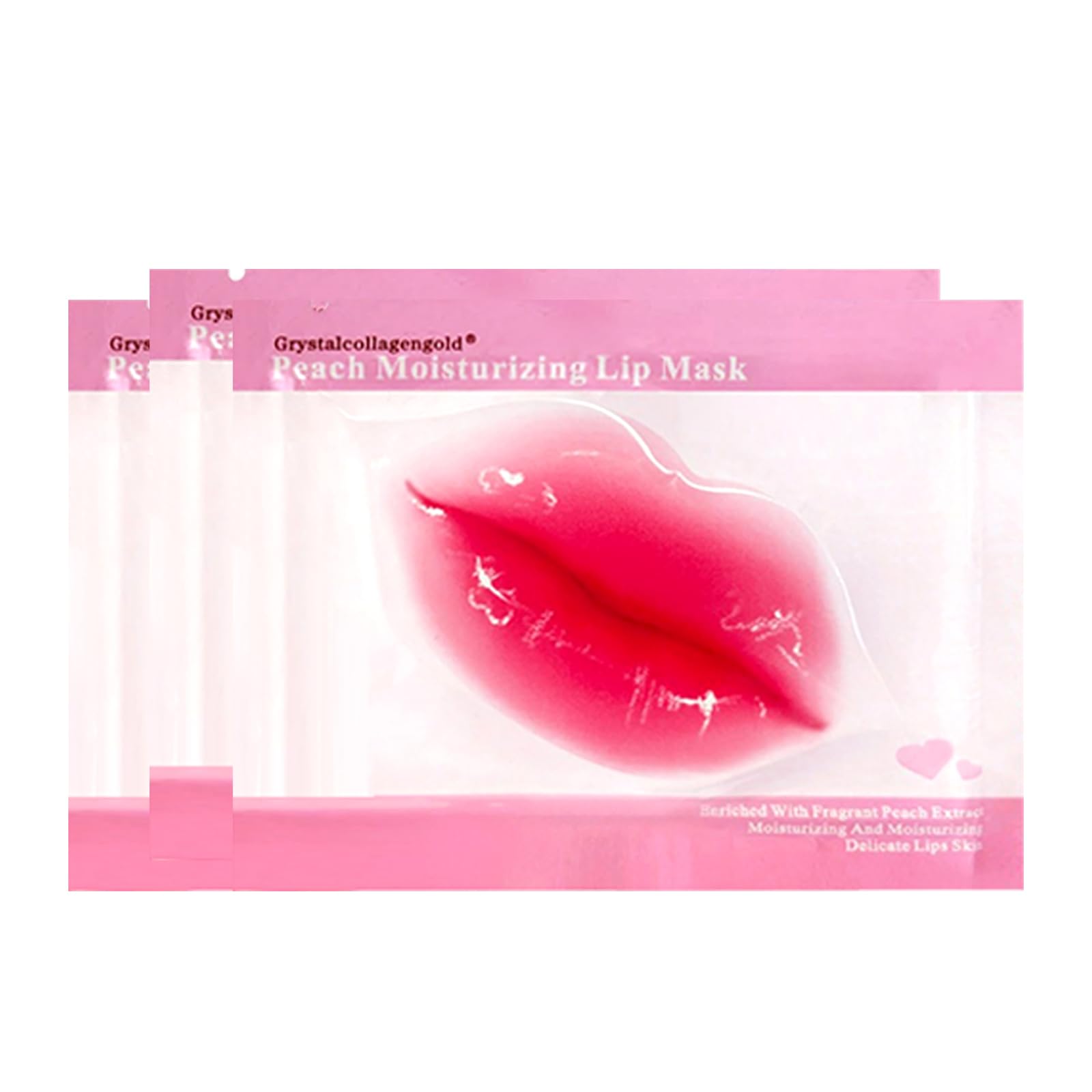 Reengull 30 PCS Lip Mask Collagen Lip Masks Sheet for Dry Lips, Gel Lip Mask Pack for Remove Dead Skin, Moisturizes and Lightens Lip Lines (30 PCS, Peach Red)