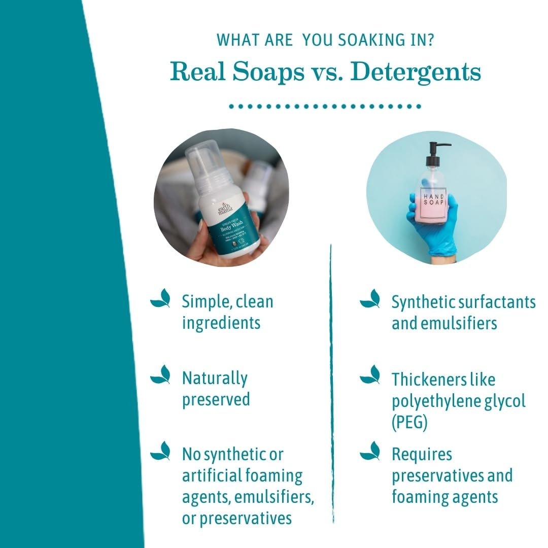 Earth Mama Ginger Fresh Foaming Hand Soap and All Purpose Body Wash for Sensitive Skin, Liquid Castile Soap with Organic Coconut Oil, Shea Butter, Calendula, & Aloe, 5.3 fl oz