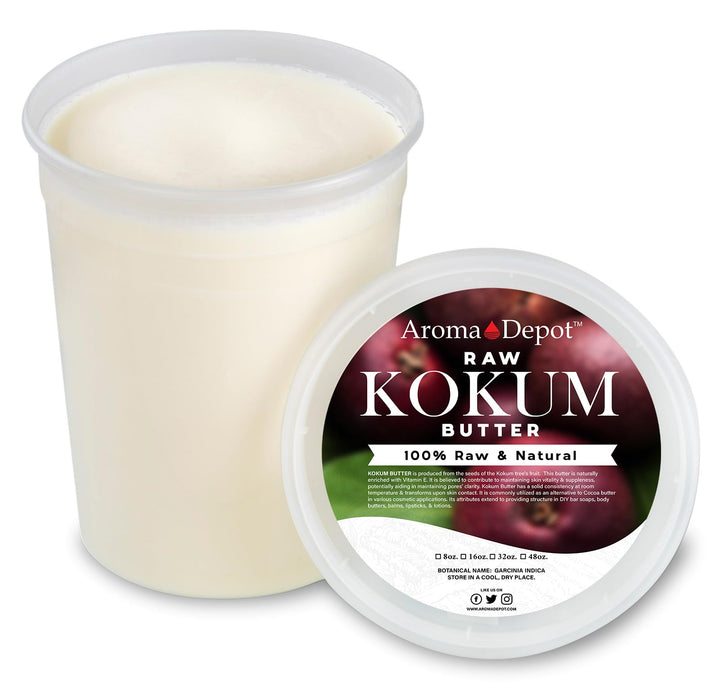 Aroma Depot 32 oz. / 2 lb. Raw Kokum Butter Great for Skin, Body and Hair. 100% Pure I Natural I Cold Pressed I Thickener for Body Butters, Sunscreens, Soaps, Deodorants and Lotions.