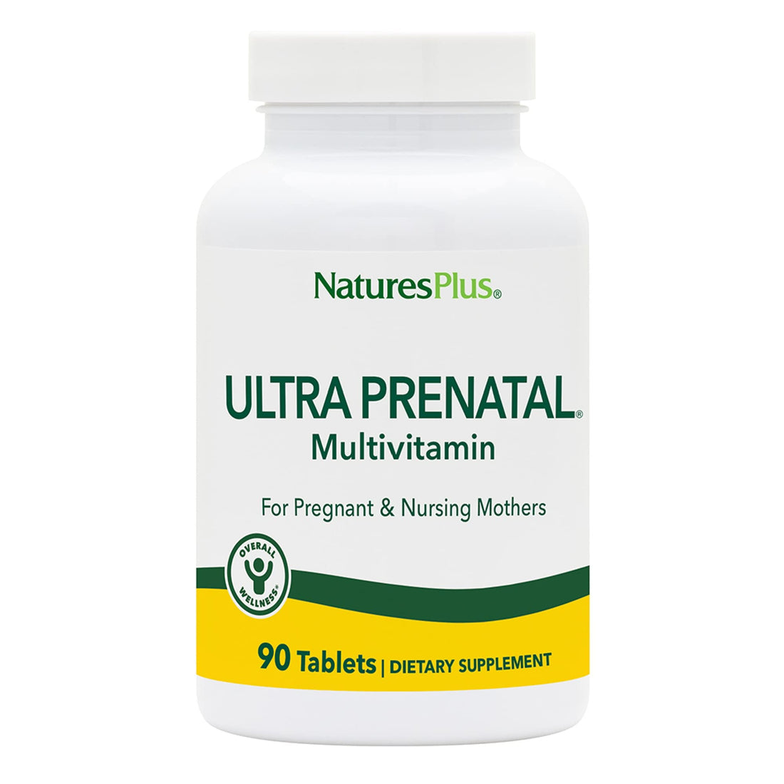 NaturesPlus Ultra Prenatal Multivitamin - 800 mcg Folate, 90 Vegetarian Tablets - Prenatal Supplement with Iron, Iodine, Calcium & B-Complex Vitamins - Gluten-Free - 45 Servings