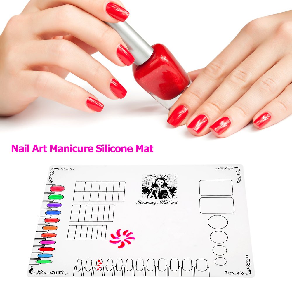 Anself Nail Art Silicone Mat Foldable Washable Table Pad Nail Practice Workspace Design Plate For Stamping Reverse Stamp
