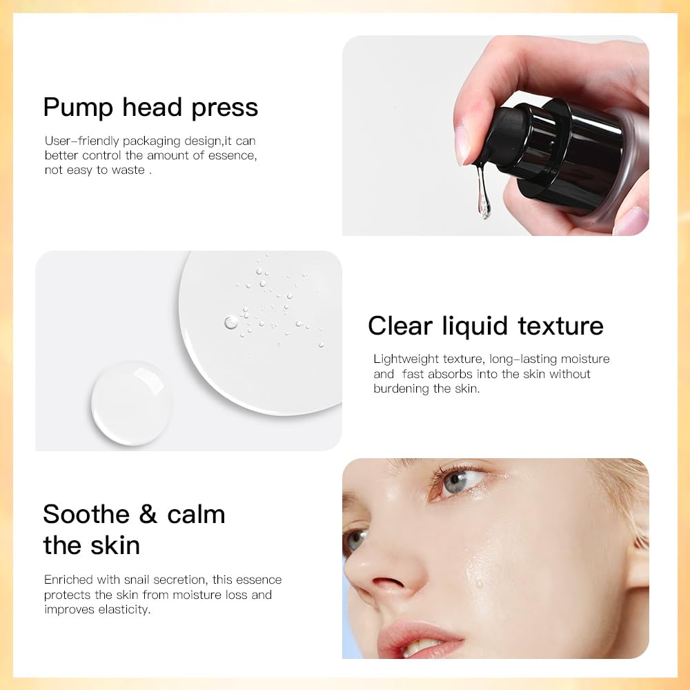 100ML Snail Mucin Serum,Advanced Snail 96 Mucin Power Essence,Snail Mucin Repair Dark Spots,Snail 96,Snail Mucin Essence for Face,Hydration and Moisture,Improve Skin Vitality