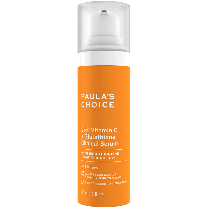 Paula’s Choice 25% Vitamin C Serum with Glutathione & Antioxidants, Improves Discoloration, Uneven Tone & Firms, Fragrance-Free & Paraben-Free, 1 Fl Oz