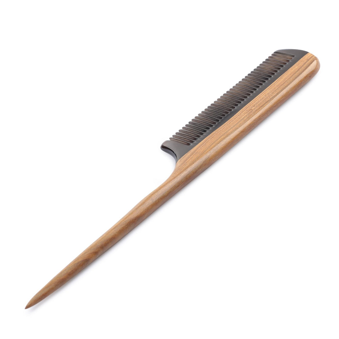 Breezelike No Static Black Buffalo Horn Comb Rat Tail Comb With Sandalwood Handle