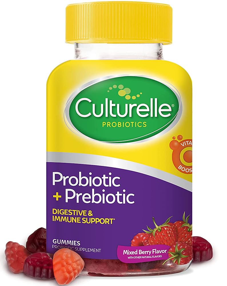 Culturelle Daily Probiotic Gummies for Women & Men, Berry Flavor, 52 Count, Naturally-Sourced Daily Probiotic + Prebiotic for Digestive Health, Non-GMO & Vegan