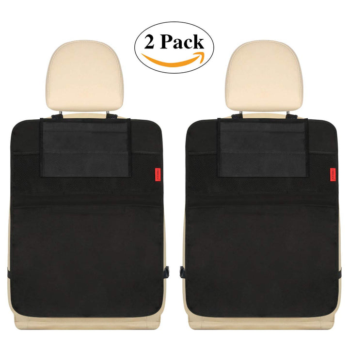 Kaiphy Car Backseat Organizer Premium Quality Car Kick Mats with 10 Tablet Holder - Extra Large Pocket- Sturdy Top 2Pack