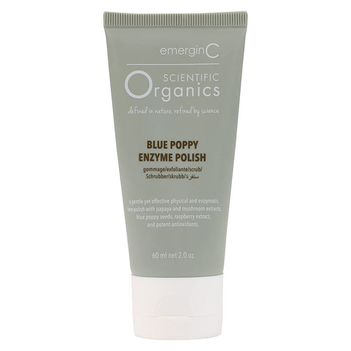 emerginC Scientific Organics - Blue Poppy Enzyme Brightening Polish, Gentle Facial Exfoliator with Raspberry, Papaya and Tea Tree Leaf Powder for All Skin Types, 60ml / 2oz