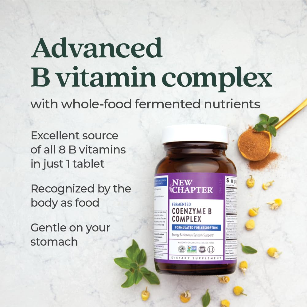 New Chapter Vitamin B Complex – Fermented Coenzyme B Complex Rich in Vitamin B12 + Vitamin B6 + Biotin + Made with Organic Ingredients - 90 ct