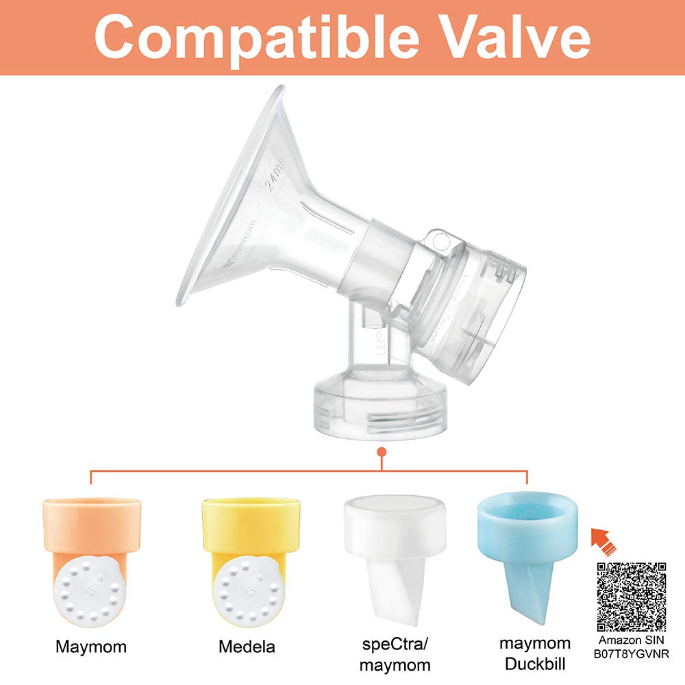 21 mm 2xOne-Piece Small Breastshield w/ Valve and Membrane for Medela Breast Pumps; Replacement to Medela PersonalFit 21 Breastshield and Personal Fit Connector; Made by Maymom