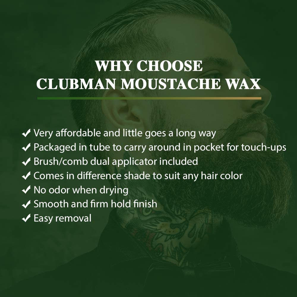 Clubman Moustache Wax with Brush Comb - Neutral 14g
