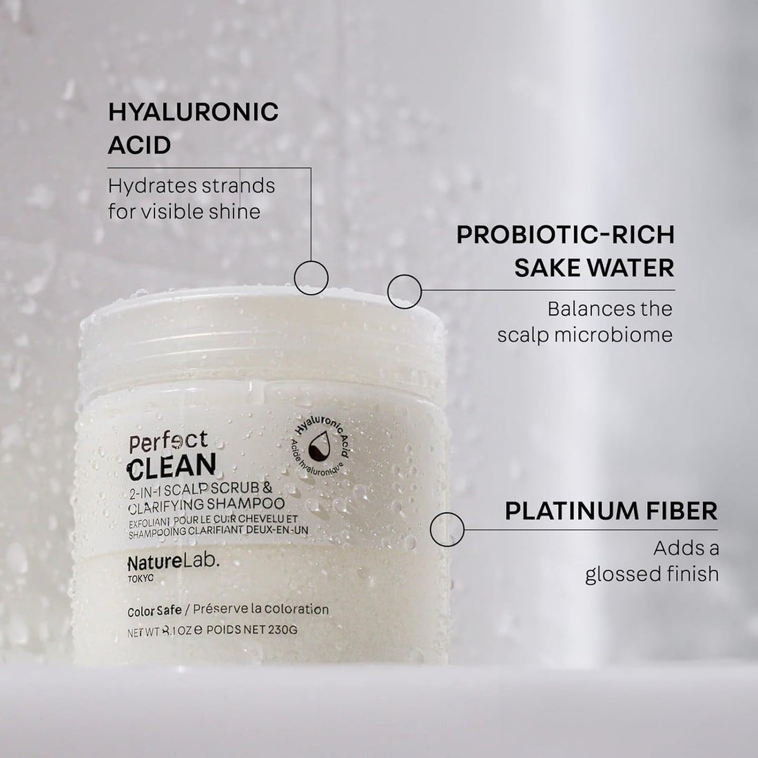 NATURELAB. TOKYO Perfect Clean Clarifying Scalp Scrub: 2-in-1 Shampoo and Scalp Scrub Hair Treatment to Clarify and Remove Product Buildup for Immense Shine I 8.1 OZ / 230G