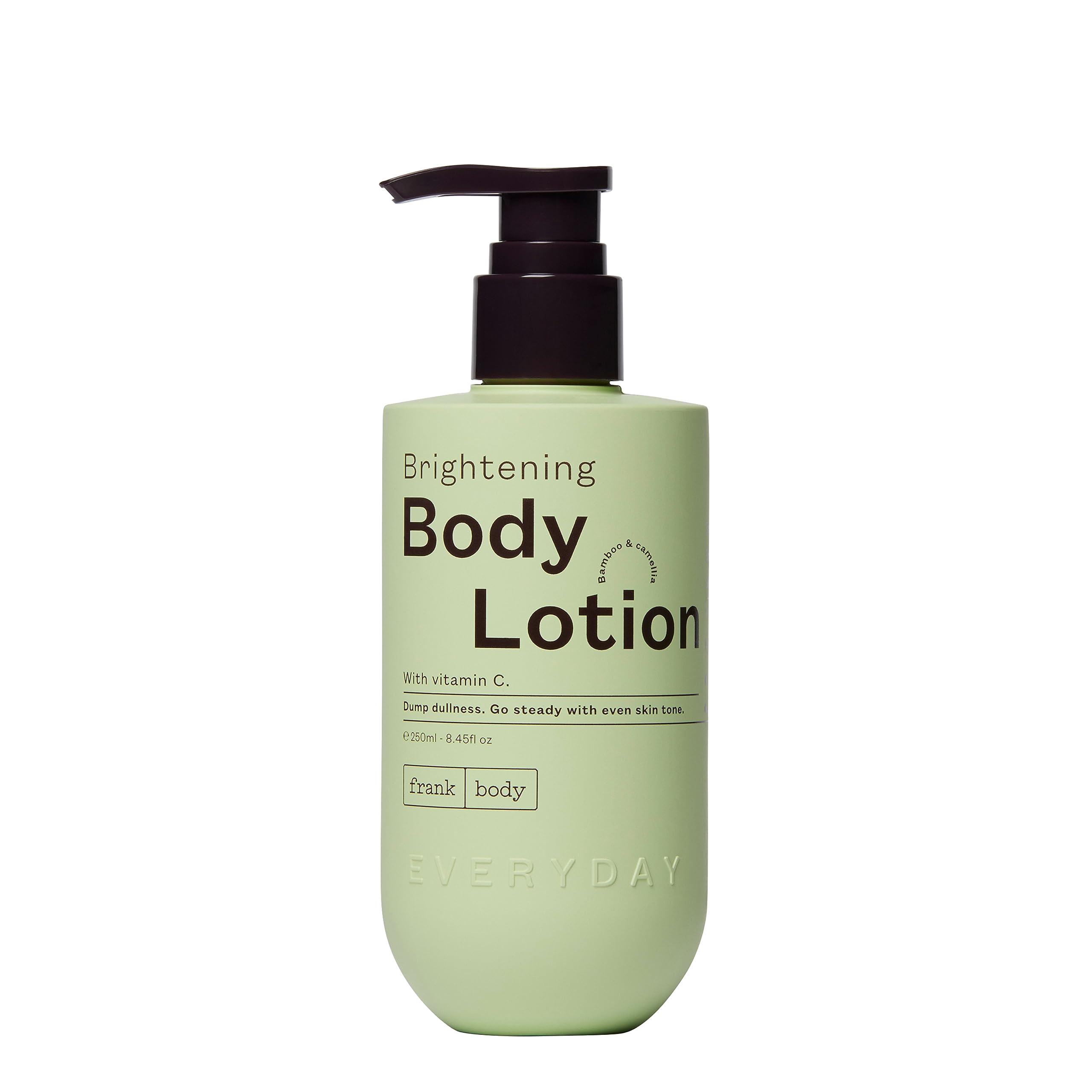 frank body Brightening Body Lotion | Vegan & Cruelty Free | Vitamin C, Kakadu Plum & Jojoba Oil | Helps Brighten Dark Spots & Hyperpigmentation | Bamboo & Camellia Scent (250mL / 8.45 fl oz)