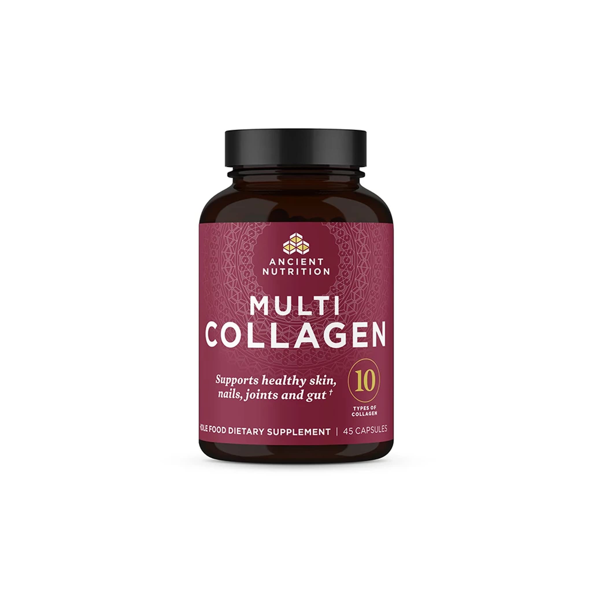 Collagen Pills Peptides Powder Supplement by Ancient Nutrition, 45 Count, Hydrolyzed Multi Collagen Pills, Types I, II, II, V & X, Supports Healthy Skin and Nails, Gut Health and Joint Support