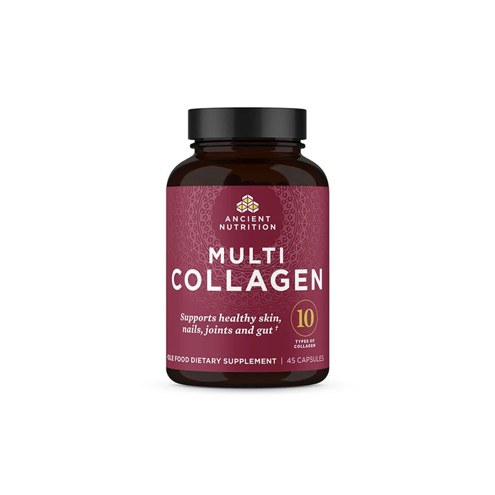 Collagen Pills Peptides Powder Supplement by Ancient Nutrition, 45 Count, Hydrolyzed Multi Collagen Pills, Types I, II, II, V & X, Supports Healthy Skin and Nails, Gut Health and Joint Support