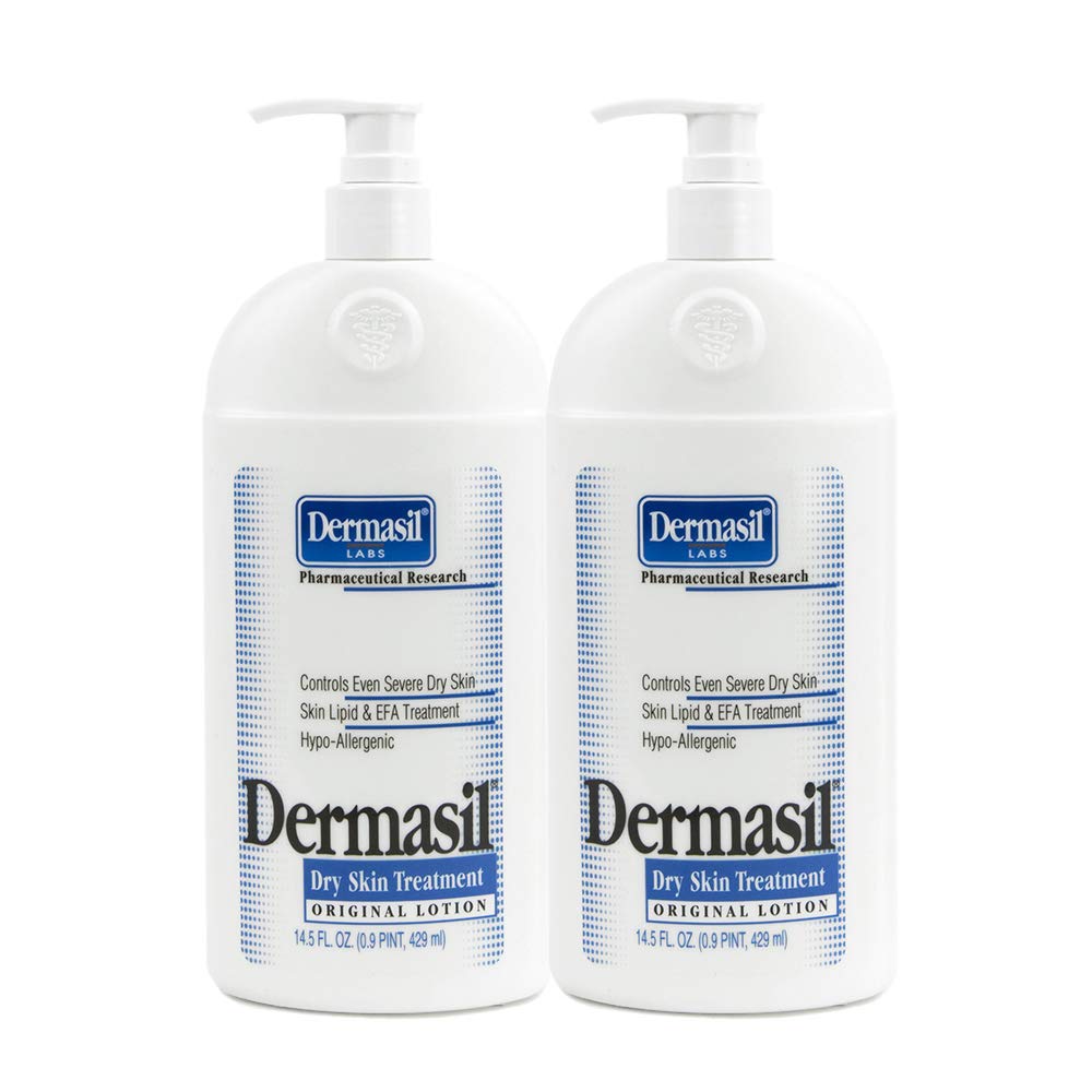 Dry Skin Body Moisturizing Lotion | Full Body Lotion & Face Protection for Soothing & Softens | Dermasil Labs Dermatologists Recommended Treatment Pump Cap Bottle (Dry Skin 14.5 OZ - Pack of 2)