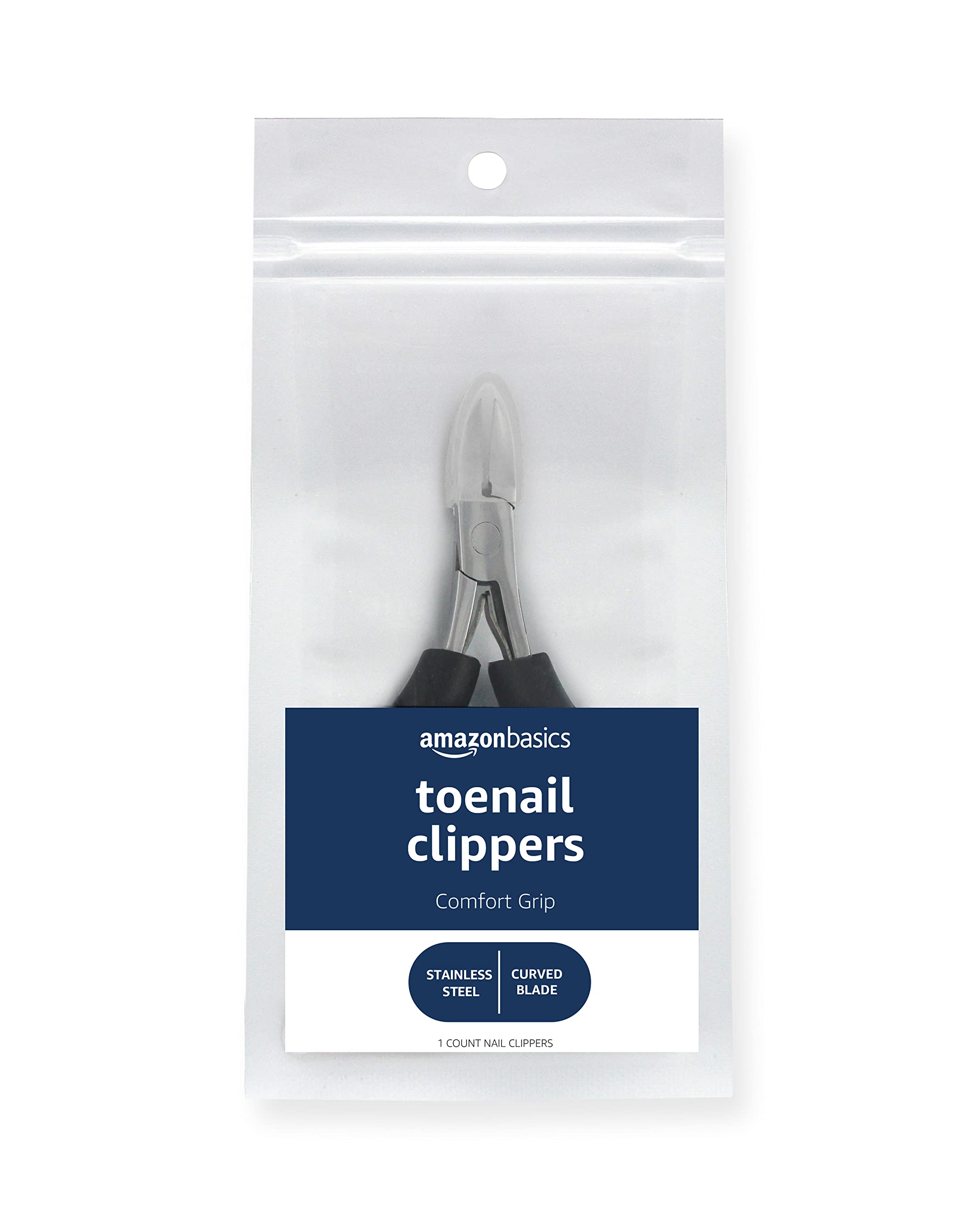 Amazon Basics Toenail Clippers with Comfort Grip, Black