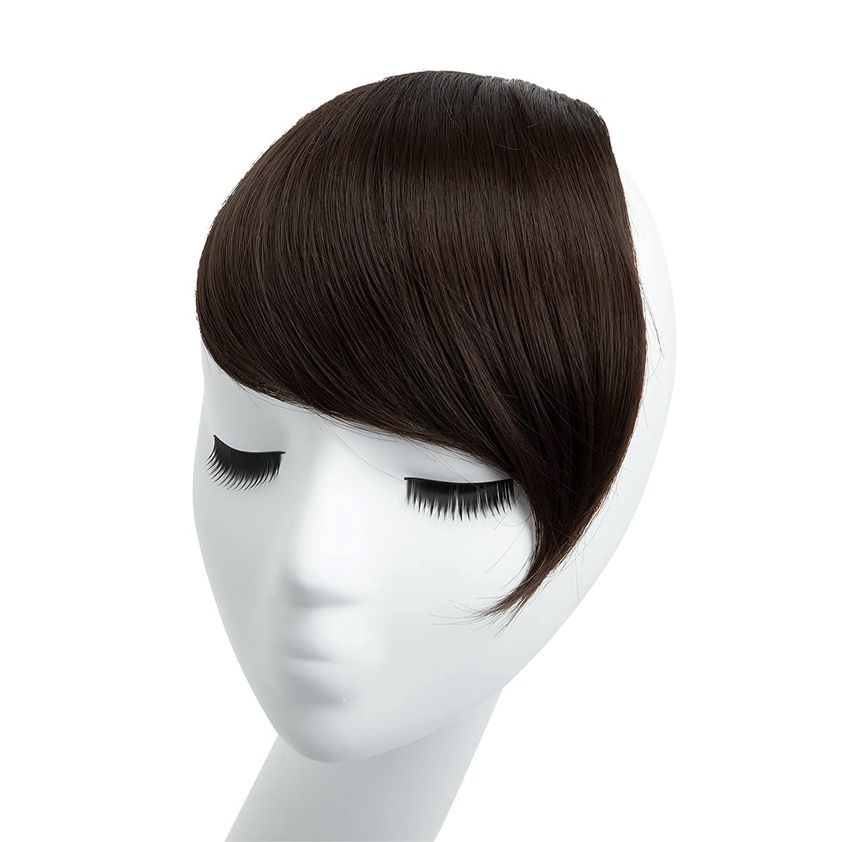6# medium brown : SARLA Synthetic Bang Hairpieces Clip In Side Swept Bangs Extension B2 (6# medium brown)