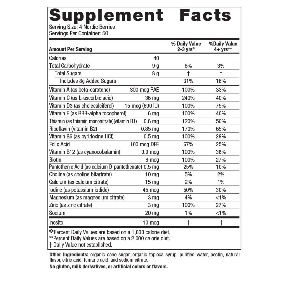 Nordic Naturals Nordic Berries, Citrus - 200 Gummy Berries - Great-Tasting Multivitamin for Ages 2+ - Growth, Development, Optimal Wellness - Non-GMO, Vegetarian - 50 Servings