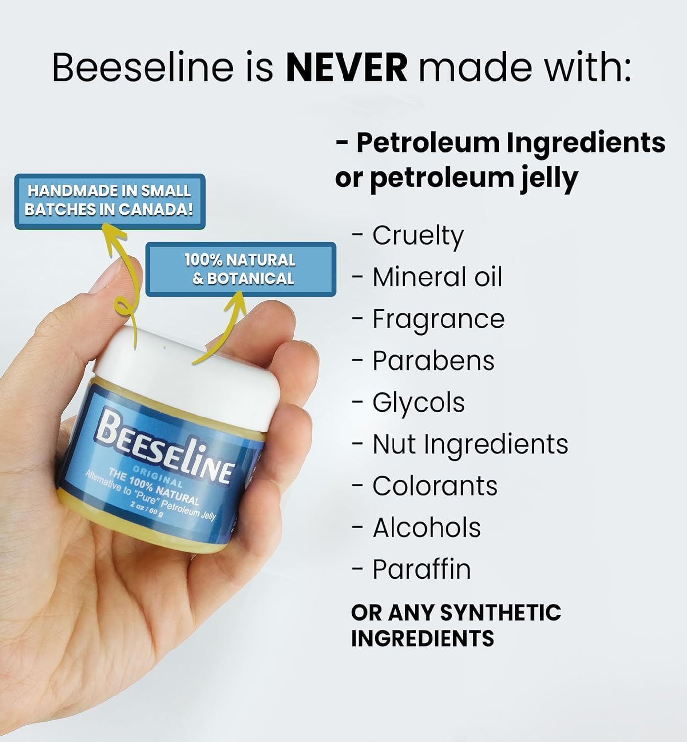 Beeseline Original Unpetroleum - 100% Natural & Hypoallergenic Alternative to Petroleum Jelly - Lips, Hands, Baby, Makeup Remover and More (2 Ounce)
