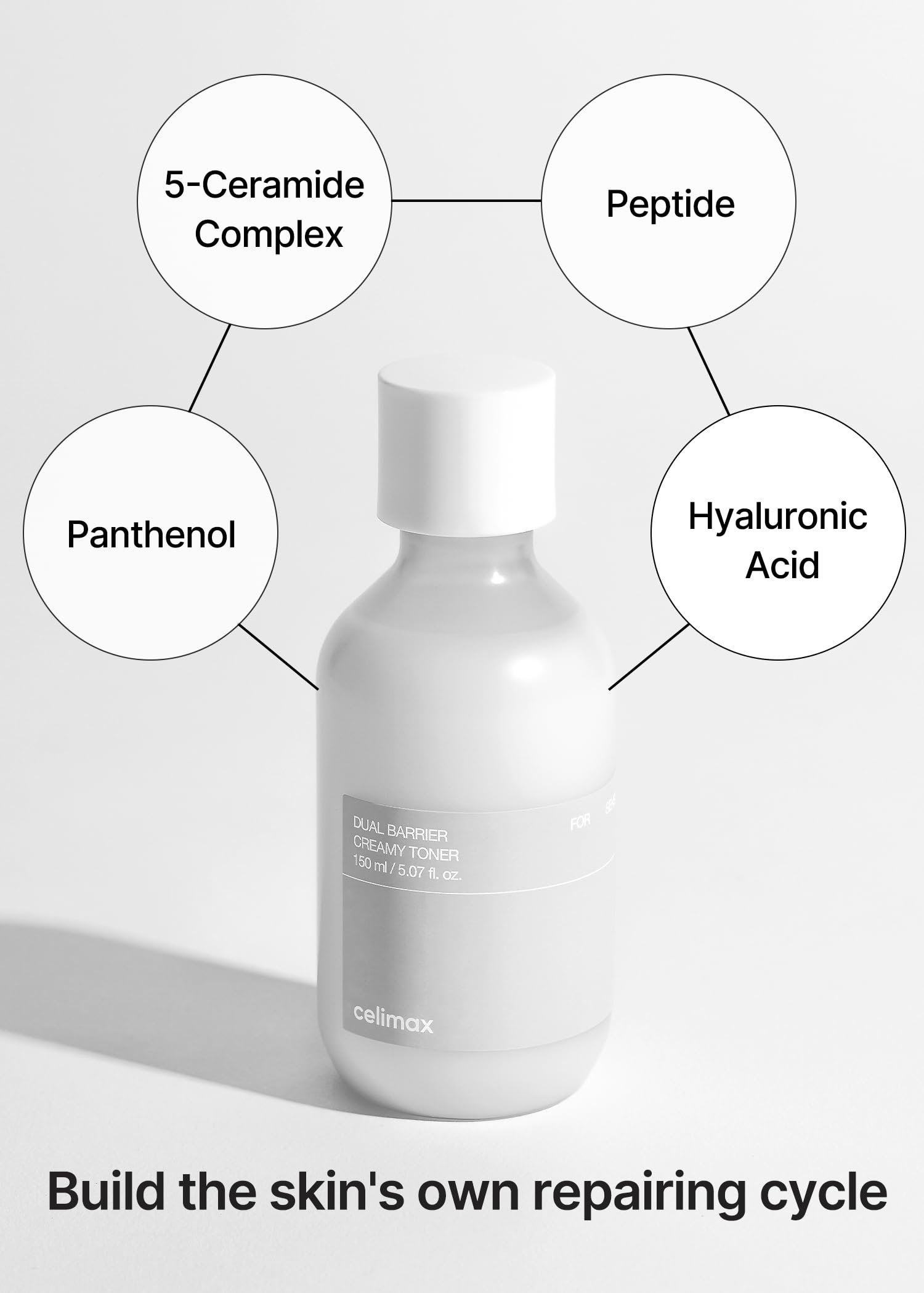 celimax Dual Barrier Creamy Toner | with Ceramides, Peptide, Oil & Alcohol Free, Facial Astringent, Hydrating, Calming, Soothing, Non Irritating,150ml