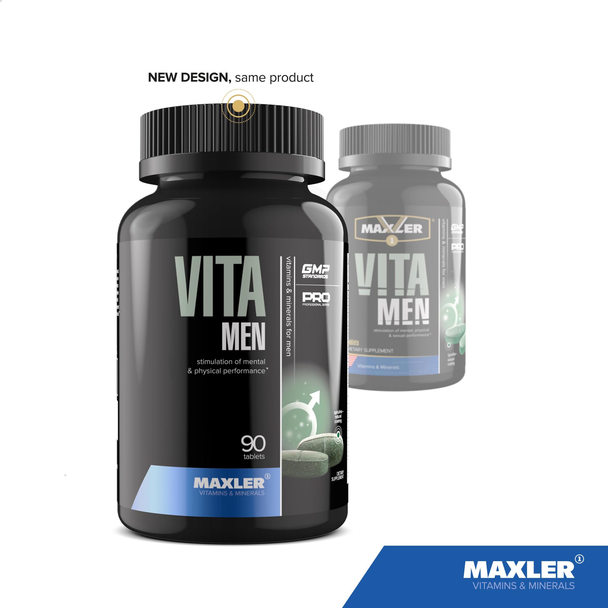 Maxler VitaMen Multivitamin for Men - High Potency Men's Multivitamins for Sports & Performance - Men's Vitamins & Minerals Blend, Amino Acids Blend, Enzyme Blend - 90 Tablets
